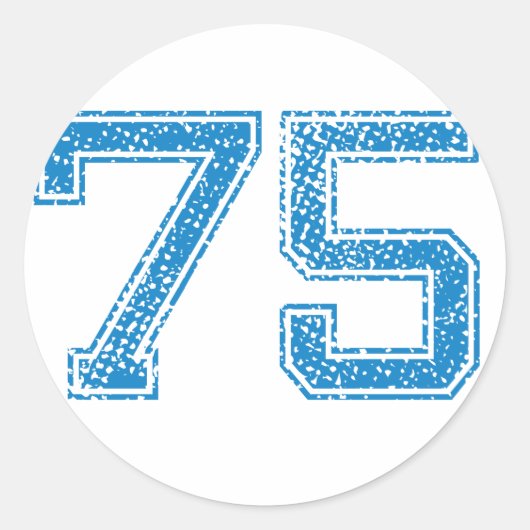 Blauwe Sport Jerzee nummer 75 Ronde Sticker (Voorkant)