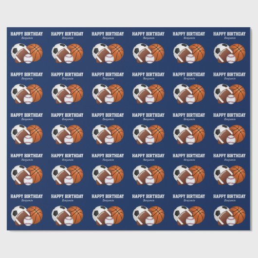 Blauwe sportdag cadeaupapier (Vlak)