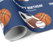 Blauwe sportdag cadeaupapier (Rol Hoek)