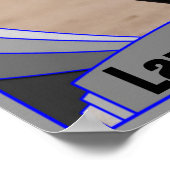 Blauwe Sportfoto en afspeelnaam Aangepast Poster (Hoek)