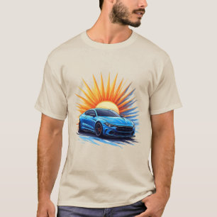 Blauwe Sportieve Auto Tegen Een Fel Zonneschijn Sh T-shirt