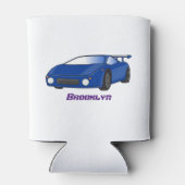 Blauwe sportwagen met afbeelding van luchtfolie blikjeskoeler (Achterkant)