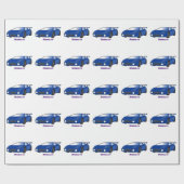 Blauwe sportwagen met afbeelding van luchtfolie cadeaupapier (Vlak)