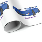 Blauwe sportwagen met afbeelding van luchtfolie cadeaupapier (Rol Hoek)