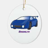 Blauwe sportwagen met afbeelding van luchtfolie keramisch ornament (Links)