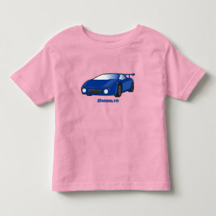 Blauwe sportwagen met afbeelding van luchtfolie kinder shirts