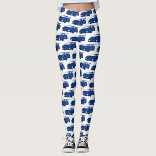 Blauwe sportwagen met afbeelding van luchtfolie leggings