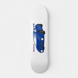 Blauwe sportwagen met afbeelding van luchtfolie persoonlijk skateboard