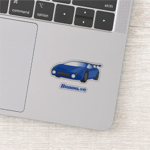 Blauwe sportwagen met afbeelding van luchtfolie sticker