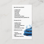 Blauwe sportwagen | Zeepbellen | Automatisch wasse Visitekaartje (Achterkant)