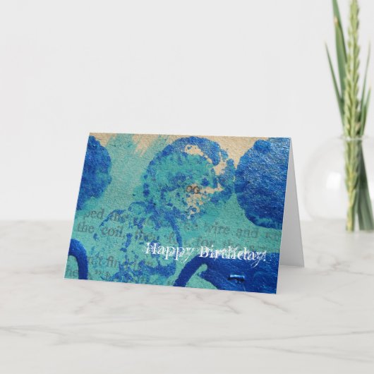 Blauwe Spots Gemengde Media, Happy Birthday! Kaart (Voorkant)