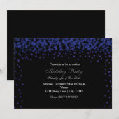 Blauwe sprankelende lichten op Black Party Invitat Kaart (Voorkant / Achterkant)