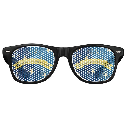 Blauwe sprankelende Nieuwjaar Golden Dark Sterrenn Retro Zonnebril (Voorkant)