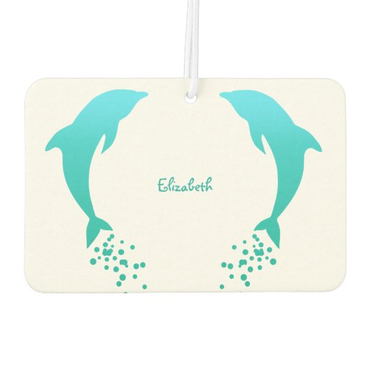 Blauwe springende Dolfijn met Bubbles Luchtverfris Luchtverfrisser (Achterkant)