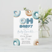 Blauwe Sprinkle | Donut | Baby Sprinkle Uitnodigin Kaart (Staand voorkant)