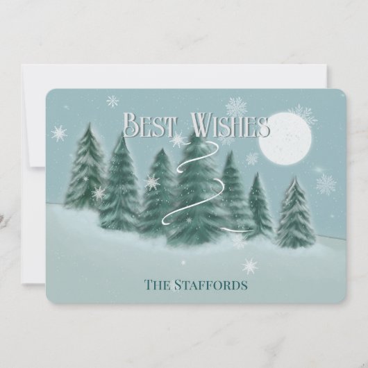 Blauwe Spruce Platte Kerst Kaart (Voorkant)