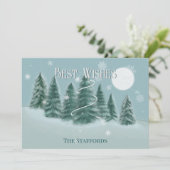 Blauwe Spruce Platte Kerst Kaart (Staand voorkant)