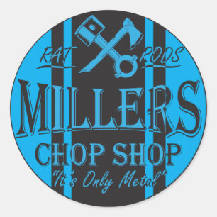 Blauwe SS Stripes Hot Rods Logo Ronde Sticker