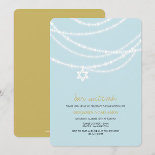 Blauwe staaf Mitzvah sparkles ster van David Invit Kaart