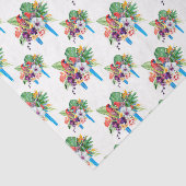 Blauwe staart papegaaien met bladeren 2 tissuepapier (Detail)