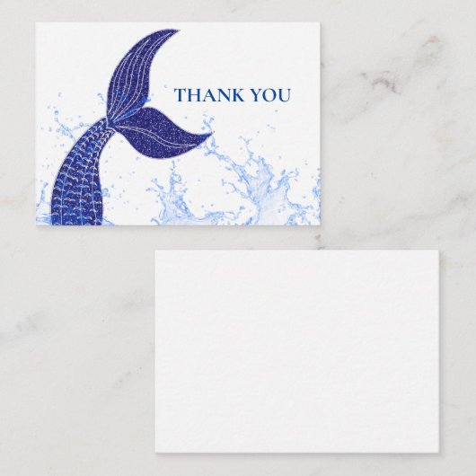 Blauwe staart van zeemeermin - Hartelijk dank Notitiekaartje (Voorkant / Achterkant)