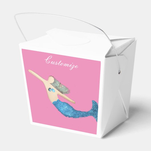 Blauwe staart Zeemeermin die Thunder_Cove zwemt Bedankdoosjes (Achterkant)