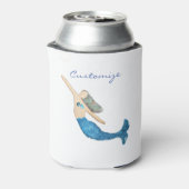 Blauwe staart Zeemeermin die Thunder_Cove zwemt Blikjeskoeler (Blikje Achterkant)