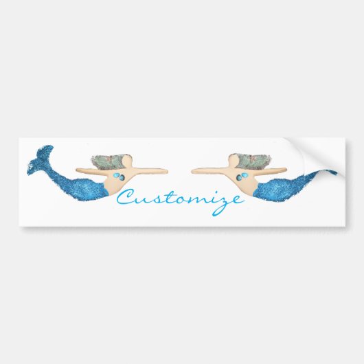 Blauwe staart Zeemeermin die Thunder_Cove zwemt Bumpersticker (Voorkant)
