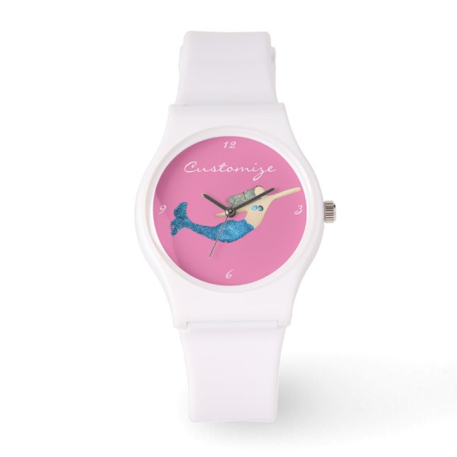 Blauwe staart Zeemeermin die Thunder_Cove zwemt Horloge (Voorkant)