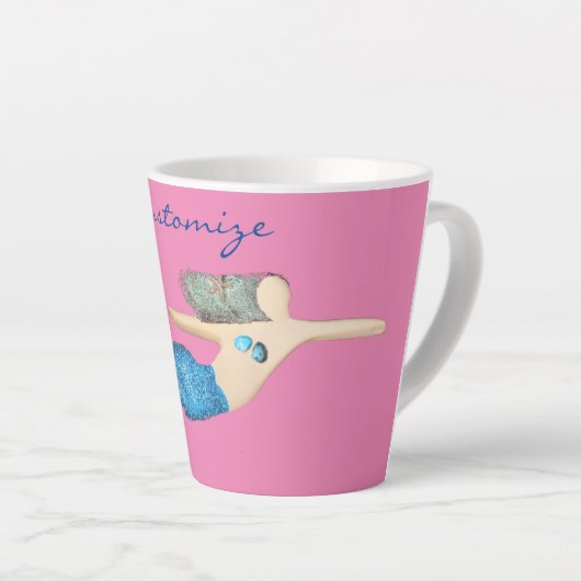 Blauwe staart Zeemeermin die Thunder_Cove zwemt Latte Mok (Rechterhoek)