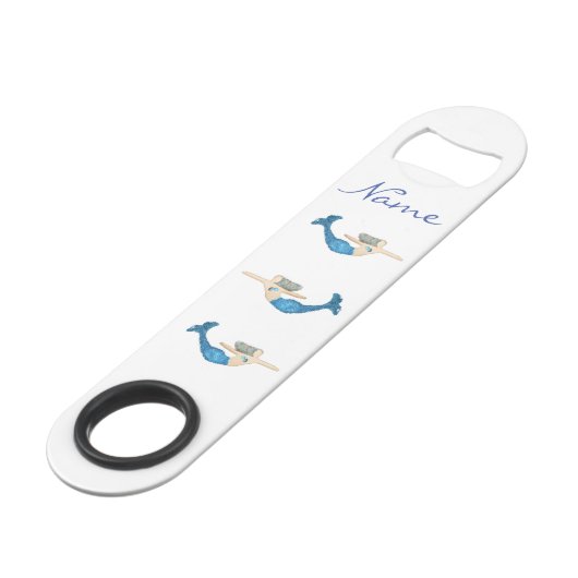 Blauwe staart Zeemeermin die Thunder_Cove zwemt Speed Flessenopener (Voorkant Gekanteld)