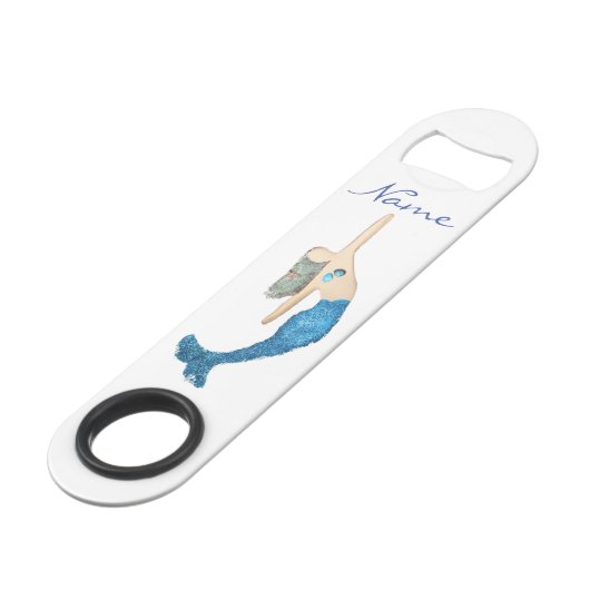 Blauwe staart Zeemeermin die Thunder_Cove zwemt Speed Flessenopener (Achterkant Gekanteld)