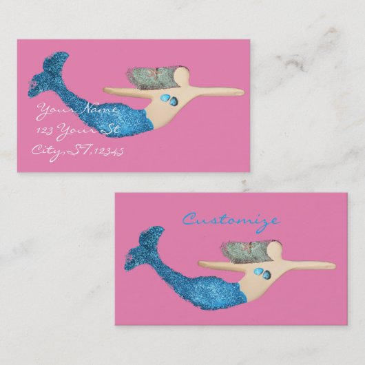 Blauwe staart Zeemeermin die Thunder_Cove zwemt Visitekaartje (Voorkant / Achterkant)