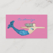 Blauwe staart Zeemeermin die Thunder_Cove zwemt Visitekaartje (Achterkant)