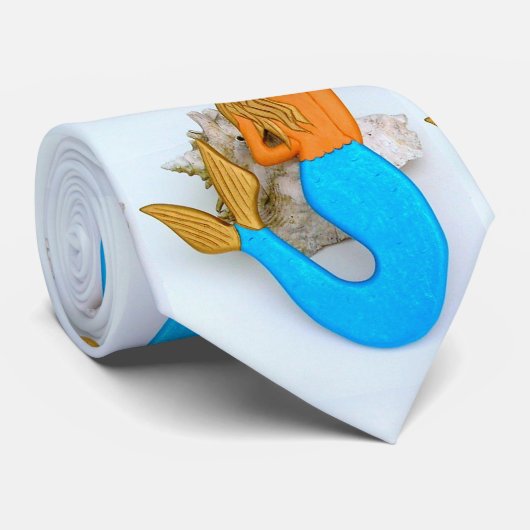 Blauwe staart zeemeermin wit stropdas (Opgerold)