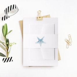 Blauwe staarten, band, strand bruiloft uitnodigingen wikkel