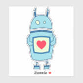 Blauwe staartrobot met Cartoon Sticker (Vel)