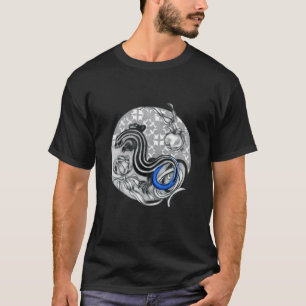 Blauwe staartskink en twee rozen t-shirt