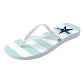 Blauwe staartvis op mintstripes teenslippers (Schuin)