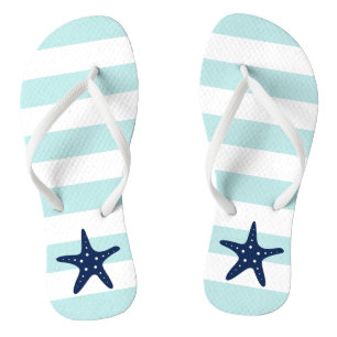 Blauwe staartvis op mintstripes teenslippers