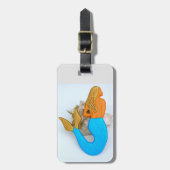 blauwe staartzeemeermin bagagelabel (Voorkant verticaal)
