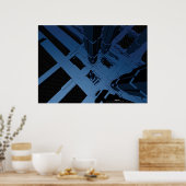 blauwe stad boven poster (Keuken)