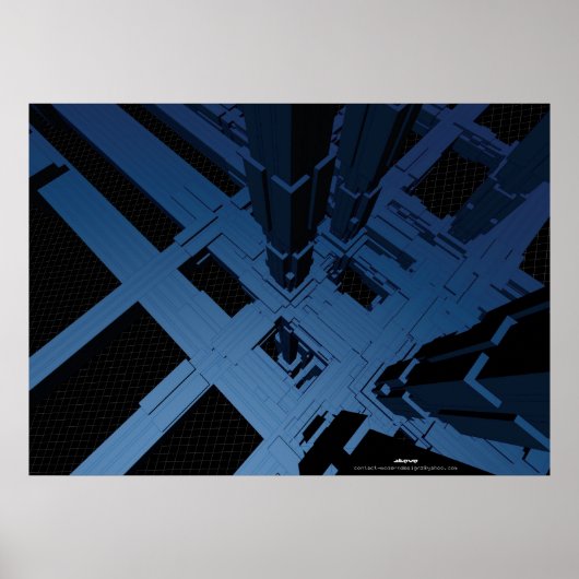 blauwe stad boven poster (Voorkant)