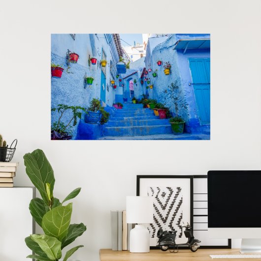 Blauwe stad, Chefchauan Poster (Thuiskantoor)