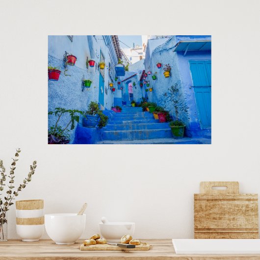 Blauwe stad, Chefchauan Poster (Keuken)