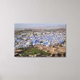 Blauwe stad gezien vanuit Mehrangarh Fort / Jodhpu Canvas Afdruk