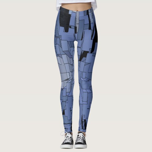 Blauwe stad leggings (Voorkant)