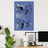 Blauwe stad poster (Thuiskantoor)