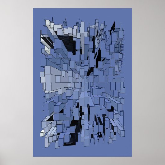 Blauwe stad poster (Voorkant)