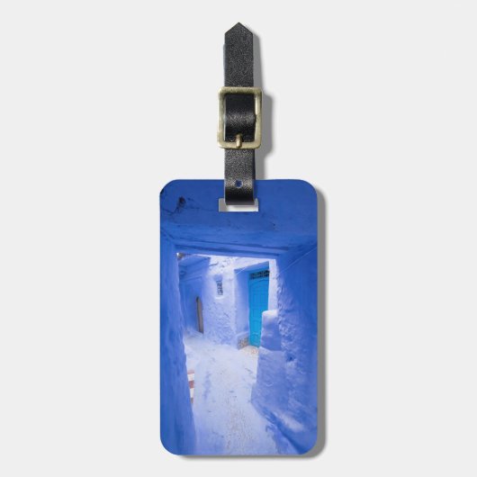 Blauwe stad steeg bagagelabel (Voorkant verticaal)